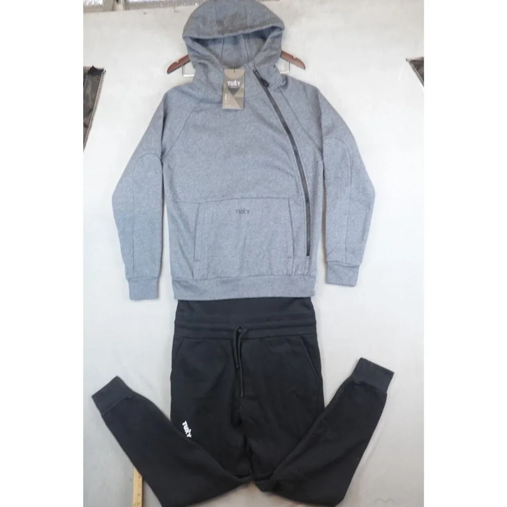 NWT Tuxy Jumpsuit Sweat Suit Mens Sz Large Black One Piece Lounge Hoodie Joggers